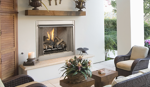 Superior 36 Outdoor Fireplace with Electronic Ignition, White Stacked Refractory  Panels 