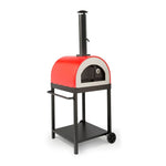 Traditional Eco Wood Fired Pizza Oven with Cart, Red & Black 25" WPPO,  WKE-04-RED