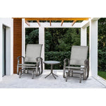 Manchester 3-Piece Outdoor Seating Set, 2 Glider Chairs & Glass-Top Side Table, Hanover, MNCR3PC-GRY