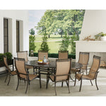 Manor 9-Piece Outdoor Dining Set, 8 Sling Dining Chairs & 96" x 60" Oval Cast Table, Hanover, MANDN9PCOV