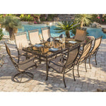 Monaco 9-Piece Dining Set, 6 Dining Chairs, 2 Swivel Rockers, & 42 " X 84 " Dining Table, Hanover, MONDN9PCSW2G