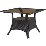 Strathmere Square Glass Top Table, Woven Dining Table, 41", Hanover, 140-TQ