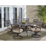 Traditions 7-Piece Outdoor Dining Set, 6 Swivel Rocker Chairs & 60"  Round Cast-Top Table, Hanover, TRADDN7PCSWRD6