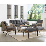 Sedona 6-Piece Conversation Set, Sofa, 2 Side Chairs + 2 Ottomans, & Glass-Top Coffee Table, Hanover, SED6PC-CHR