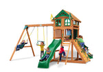 Gorilla Playsets, Outing Swing Set w/ Tube Slide and Standard Wood Roof