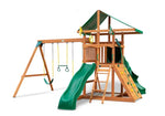 Gorilla Playsets, Outing Swing Set w/ Tube Slide and Deluxe Green Vinyl Canopy