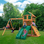 Gorilla Playsets, Outing Swing Set w/ Double Slides and Deluxe Green Vinyl Canopy