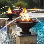 Outdoor Banded Rim Fire Bowl, Archpot, Round, 30"X14", with Pedestal, FGBRP30X14-FB