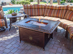Cast Aluminum Propane Fire Pit, AZ Patio Heaters, Rectangle, Hammered Bronze with Scroll Design, 35", FS-1212-T-10