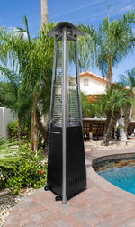 Tall Commercial Triangle Glass Tube Heater, 42,000 BTU, AZ Patio Heaters, Freestanding, Matte Black, Hammered Silver, Hammered Bronze, 94", HLDS01-CGTPC