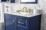 Blue Finish Sink Vanity Cabinet With Carrara White Top, 36", Legion Furniture, WLF2136-B