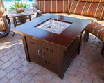 Steel Propane Square Table Fire Pit, 40,000 BTU, AZ Patio Heaters, Freestanding, Hammered Bronze, 38", GS-F-PC