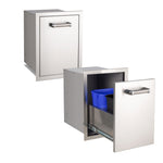 Premium Flush Roll Out Trash/Recycle Bin With Soft Close, Stainless Steel, 14", Fire Magic, 53820TSC