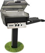 Deluxe Natural Gas Grill On Black In-Ground Post W/ Black Drop Down Side Shelf, Broilmaster, H3PK2N