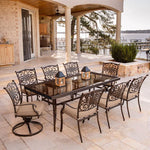 Traditions 9-Piece Outdoor Dining Set, 6 Dining Chairs & 2 Swivel Rockers + Glass-Top Dining Table, Hanover, TRADDN9PCSW2G