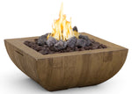 Reclaimed Wood Bordeaux Square Fire Bowl, Silver Pine, 36”w x 36”d x 15¼”h, American Fyre Designs