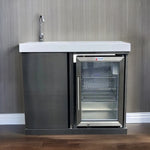 Beverage Center Cabinet Module W/ Sink & 2.6 Cu. Ft. Outdoor Refrigerator, Black Stainless Steel, Mont Alpi, 38", MASF-BSS