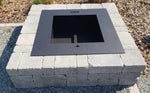 Tessa Rai, Square Firepit, Tumbled Walls, Black Steel SMOKELESS - Travertine and More