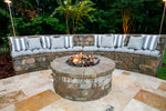 Tessa Rai, Gas Auto Ignition w/ WiFi, ROUND Firepit - Tumbled Walls, Travertine and More