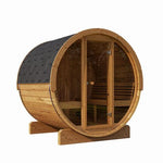 6 Person Barrel Sauna, Glass Front, Thermo-Wood, Ergo Model E8G, SaunaLife, 87"D x 81"H, SL-MODELE8G