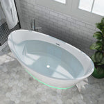 59 Inch Freestanding Soaking Bathtub with LED Light, Oval, 40 Gallons Capacity, Empava, EMPV-59FT1518LED