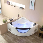 59 Inch Whirlpool LED Corner Bathtub, 100 Gallons Capacity, Empava, EMPV-59JT319LED, With Thermostat