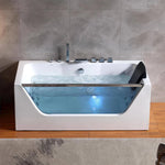 59 Inch Whirlpool Rectangular Bathtub, Acrylic, White, 42 Gallons Capacity, Empava, EMPV-59JT408LED