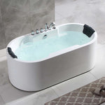 67 Inch Whirlpool Acrylic Freestanding Bathtub, Oval, 57 Gallons Capacity, Empava, EMPV-67AIS17