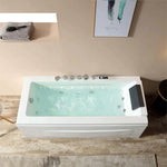 67 Inch Whirlpool Combination Massage Waterfall Bathtub, Rectangular, 63 Gallons, Empava, EMPV-67JT351LED
