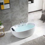 59 Inch Whirlpool Freestanding Acrylic Bathtub, Oval, 48 Gallons Capacity, Empava, EMPV-59AIS12