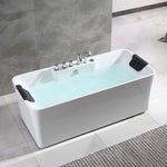 67 Inch Whirlpool Freestanding Acrylic Bathtub, Rectangular, 70 Gallons Capacity, Empava, EMPV-67AIS16