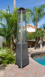 Tall Commercial Triangle Glass Tube Heater, 38000 BTU, AZ Patio Heaters, Freestanding, Stainless Steel, 94", HLDS01-CGTSS