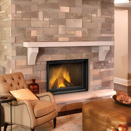 Superior 42 Wood-Burning Radiant Fireplace - White Stacked Refractory  Panels - WRT3042WSI