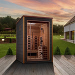 Nora 2 Person Outdoor-Indoor PureTech Hybrid Full Spectrum Sauna, Canadian Red Cedar Interior, Golden Design Saunas, 59", GDI-8222-01