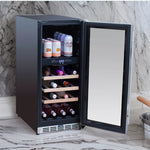 Outdoor Rated Dual Zone Wine Cooler, TrueFlame, 15”, 24", TF-RFR-15WD