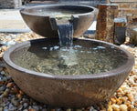 Tessa Rai, Water Feature, Double Bowl Round Kit - 30"Basin Bowl /27" Spillway Bow, Travertine and More