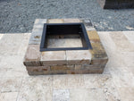 Tessa Rai, Water Feature, Square Firepit - Tumbled Walls, Black Steel Insert - Travertine and More