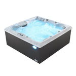 6 Person Luxury Freestanding Outdoor Spa Hot Tub, Cloud Grey, Square, 308 Gallon Capacity Bathtub, Empava, SPA3550