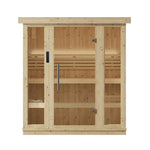 4 Person Indoor Home Sauna, Thermo-wood, Xperience Series, SaunaLife, w/ LED Light System, 67" x 45" x 79", SL-MODELX6