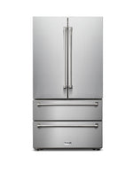 36" Professional French Door Refrigerator, Stainless Steel, Thor Kitchen, with Freezer Drawers, TRF3602