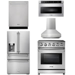 5 Piece Kitchen Appliance Package | 30 In. Electric Range, Range Hood, Microwave Drawer, Refrigerator with Water and Ice Dispenser, Dishwasher, Thor Kitchen, AP-HRE3001-W-9