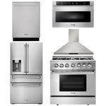 5 Piece Kitchen Appliance Package | 36 In. Gas Burner/Electric Oven Range, Range Hood, Microwave Drawer, Refrigerator with Water and Ice Dispenser, Dishwasher, Thor Kitchen, AP-HRD3606U-13