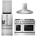 4 Piece Kitchen Appliance Package | 48 In. Gas Burner, Electric Oven Range, Range Hood, Refrigerator, Dishwasher, Thor Kitchen, AP-HRD4803U-W-7