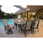 Venice 7-Piecec Outdoor Dining Set, 4 Sling Chairs & 2 Sling Swivel Rockers + 66" x  40" Slat-Top Dinning Table, Hanover, VENDN7PCSW-2