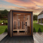 Visby 3 Person Outdoor-Indoor PureTech Hybrid Full Spectrum Sauna, Canadian Red Cedar Interior, Golden Design Saunas, 79", GDI-8223-01
