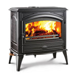 Lynwood Wood Burning Stove with Cast Iron Door, Black Colour Finish, Sierra Flames, 30.75, W76