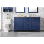 Blue Finish Double Sink Vanity Cabinet with Carrara White Top, 60", Legion Furniture, WLF2160D-B