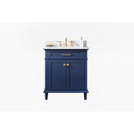 Blue Finish Sink Vanity Cabinet with Carrara White Top, 30", Legion Furniture, WLF2230-B