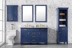 Blue Finish Double Sink Vanity Cabinet with Carrara White Top, 54", Legion Furniture, WLF2254-B