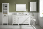 Blue Finish Single Sink Vanity Cabinet with Carrara White Top, 60", Legion Furniture, WLF2260S-B